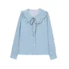 Camisa Rayada Versátil de Diseño Casual Nueva para Mujer Primavera 2025 Transfronteriza Europea y Americana