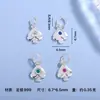 Prata Pura 999 Zircônia Colorida DIY Coração Pingente Pequeno de Prata Esterlina Pulseira Colar Brincos Acessórios de Joias de Prata Atacado