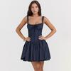 Estilo Europeu e Americano Doce e Picante Saia Sem Alças Feminina Costura de Renda Saia de Balé Elegante Corset de Cintura de Plástico Vestido em A