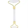 Conjunto de Rolo de Jade Branco Jade Coração Guasha Rolo de Jade Conjunto de Caixa de Presente de 2 Peças Massageador de Jade Presente