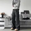 Macacão Tendência Estilo Americano Multibolsos Masculino e Feminino Reto Solto Perna Larga Verão Versátil Retro Calça Casual Masculina