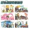 Decorações de Standee de Combinação Multi-Peças para Cena de Viagem Urbana, Personagens Estilo D, Mercadoria Cultural e Criativa em Acrílico em Camadas