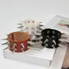 Joyería de Venta Caliente Transfronteriza Europea y Americana Estilo Punk Pulsera de Cuero PU de Doble Fila Pulsera de Tendencia de Personalidad de Motocicleta Pulsera