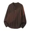 Mu Qiu Roupa Masculina Estilo Old Money Retrô Tricô Trançado Henley Meio Botão Cardigan Suéter Masculino Caimento Relaxado Manga Longa Tricô