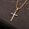 C222 Colar Simples com Pingente de Cruz para Mulheres, Estilo Europeu e Americano, Cravejado com Diamantes, Corrente Versátil para Clavícula de Design de Nicho, Joias
