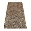 Base de malla dorada, tela bordada con lentejuelas multicolor, adecuada para vestidos, tela de malla transparente y brillante