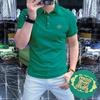 Polo de Calidad Sólida para Hombre LOGO Distintivo Manga Corta Llip Corte Ajustado 2025 Verano Nuevo Alta Gama Europeo Moderno Lujo Ligero