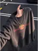 Estilo Retrô Americano Estampa de Letras Roupas Esportivas Gola Redonda Moletom Masculino Outono Solto Casual Versátil Top Tendência Confortável