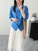 Camisa elegante de alta gama estilo coreano con cuello en V, cintura plisada adelgazante y manga corta 0812e05