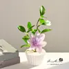 Magnolia de Cabeza Única Pequeño Bonsái Creativo Decoración para el Hogar Interior Sala de Estar Estudio Oficina Adornos Flor Artificial Falsa Plantas en Maceta