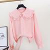 Meninas Outono 2021 Novo Estilo Moda Médio e Grande Crianças Meninas Camisa Primavera e Outono Camisa Branca Chiffon Infantil Manga Longa