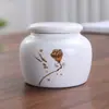 Miniatura Cerámica Pequeño Recipiente para Té Portátil Sellado Tarro de Almacenamiento para Polvo de Incienso y Ungüento, Caja de Empaque Vacía para Té Verde, Universal
