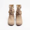 Botas de Pelo al por Mayor 2025 Nuevas Punta Redonda Planas Versátiles Botas Vaqueras Occidentales Cuero Nobuck Botines Cortos Botas Individuales de Otoño e Invierno para Mujer