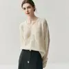 Suéter de gola alta em cashmere de alta qualidade, suéter interno de malha macio e confortável de manga comprida, cardigã de tricô de caimento solto com design vazado, exalando um estilo elegante e refinado