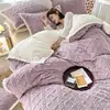 Capa de Cobertor de Coral Fleece Espesso de Inverno Peça Única Pelúcia Dupla Face Adicionada Lã Dormitório Estudantil Leite Fleece Cama Única Grande