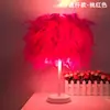 Lámpara de mesa con plumas de celebridades de Internet, lámpara decorativa de estilo nórdico para sala de estar, lámpara de noche para niña, lámpara de noche creativa.
