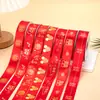 Fita Vermelha para Casamento com Hot Stamping de 2,5 cm com Palavras Felizes Tira Vermelha Grande Fita para Edredom Embalagem de Caixa de Presente