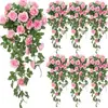Colgante de pared de rosas, decoración de planta artificial para paredes de restaurante, cesta colgante de planta verde artificial, colgante de pared de rosas para balcón