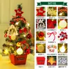 Mini árvore de Natal pequena para mesa com luzes 50cm árvore de Natal dourada vermelha pacote árvore de Natal