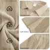 Camisa de Verano para Hombre Transpirable de Jacquard de Toalla con Cuello de Solapa Rayada, Nueva Casual, Transfronteriza Europea y Americana