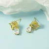 Lindos Aretes de Mariposa con Piedra Ojo de Gato 2021 Nuevos Pendientes de Perforación de Oreja de Moda para Mujer Otoño e Invierno Pendientes Franceses de Gama Alta de Nicho