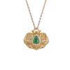 Un Ciervo Plata Esterlina S925 Chapado en Oro Jade Verde Esmeralda Vintage Calabaza Hueca Colgante Saquito Caja Gawu Colgante de Plata