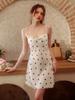 Pijama Sexy Feminino Seda de Gelo Gola Solta Estampa de Floresta Animal Alcinha Camisola Puro Desejo Verão Estilo Francês Roupas de Casa