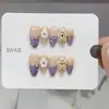 Daiyueda Unhas Vestíveis Puras Feitas à Mão Nova Coleção Outono e Inverno B275 Patch de Manicure Olho de Gato Elegante Esculpido Pintado à Mão Puro