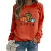 Moletom Raglan de Manga Longa com Gola Redonda, Estampa de Abóbora e Letras, Roupas Femininas Transfronteiriças Europeias e Americanas, Exportação Nova para Amazon Tiktok