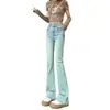 Jeans skinny elástico azul claro estilo retro americano plus size para mulheres, jeans da moda cintura alta estilo coreano