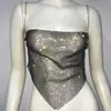 Moda Europea y Americana Transfronteriza Tops de Malla con Strass de Tirante para Mujer Top de Mujer Discoteca Spice Girls Sexy Banda para el Vientre Completa de Diamantes Chaleco Pequeño