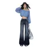 Jeans de Niño Naranja#Streetwear Americano Chica Picante Lavados Micro-Acampanados para Mujer Cintura Baja Adelgazantes Favorecedores Temperamento Versátiles de Campana