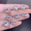 ¡Anillo de Aguamarina Natural El Cristal Está Limpio! La Piedra Principal Mide 7*9mm y el Anillo Es Flexible ¡y No Requiere Medir la Circunferencia del Dedo! S925