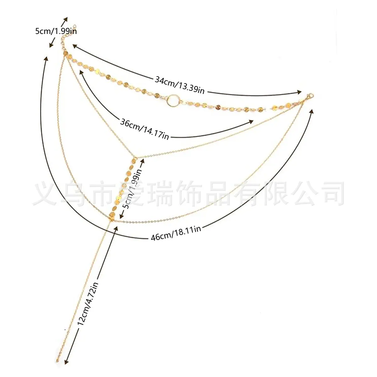 圆片项链金色尺寸图