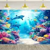 Tela de Fondo de Animales Marinos Modelo Nuevo Transfronterizo, Tela Colgante de Tiburón Mundo Submarino, Tela de Fondo de Decoración de Escena de Patio al Aire Libre