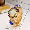 Pulsera Reloj Transfronteriza Nuevo Estilo Retro Europeo y Americano para Mujer Todo Fósforo Pulsera Reloj de Pedrería Moda Estilo Coreano Pulsera de Piedra de Cuarzo