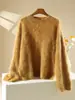 Suéter de tricô trançado com gola redonda e textura quente e aveludada, com padrões clássicos em espiral, versátil para outono e inverno, suéter estiloso
