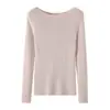 Suéter Minimalista de Punto Fino 100% Lana de Hombro Único para Mujer, Ajuste Delgado, Delgado, Capa Interior Transparente, Tejido, Otoño/Invierno 2026