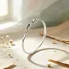 Personaje Estilo Plata Joyería de Mano para el Trabajo Pie Plata 999 Pulsera Floral Abierta Simple Lujo Ligero Temperamento Pulsera de Plata para Mujer