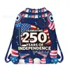 Wf114 Fiesta del 250º Aniversario Americano Bolsas No Tejidas Bolsas Promocionales de Regalo Bolsas Decorativas de Almacenamiento con Cordón