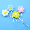Cartão de inserir para bolo, flor de bola de pelo tridimensional, decoração de bolo, bola de pelo para adultos e crianças, enfeites de bolo de aniversário