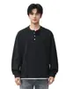 Nueva Camiseta de Manga Larga para Hombre Otoño/Invierno 2026, Camiseta Base de Algodón Puro, Cuello Henley, Holgada, Suave, Agradable para la Piel, Disponible al por Mayor