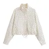 Novedades de Verano Ropa para Mujer Transfronteriza Europea y Americana Conjunto de Chaqueta con Cuello Alto de Lunares + Pantalones Cortos W