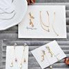 Acessórios de jóias artesanais DIY 18K cor de ouro real cadeia de osso de cobra cabeça dupla com brincos pendurados brincos brincos material pingente