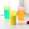 Taza de Plástico Simple Descubierta con Ventosa Integrada de Verano para Niños, Taza Grande de Plástico con Ventosa para Estudiantes, Taza para Bebidas con Ventosa