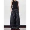 Pantalones Scimitar con Diseño Lavado Vintage Desgastado para Hombres y Mujeres Rectos Holgados Vintage Ropa de Trabajo de Pierna Ancha Casuales