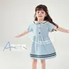 Vestido para Bebé Niña, Vestido de Princesa para Niña, Vestido de Verano, Vestido Pequeño de Moda Estilo Preppy con Cuello Polo para Niños, Mangas Cortas