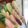 Peine de Cuerno para Terapia y Masaje Capilar, Peine para Hombres con Cabello Rizado, Peine Meridian con Dientes Anchos, Peine de Peluquería, Peine de Cuidado Capilar con Dientes Finos