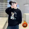 Sudadera con Estampado de Dibujos Animados Estilosa Estilo Coreano Nueva para Otoño 2026 Niños Sudadera con Capucha Manga Larga Cálida con Forro de Terciopelo para Otoño/Invierno Niños