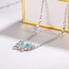 Collar de mariposa azul con diamantes y circonita azul para mujer, diseño de nicho de verano súper llamativo, cadena de clavícula francesa elegante de alta calidad